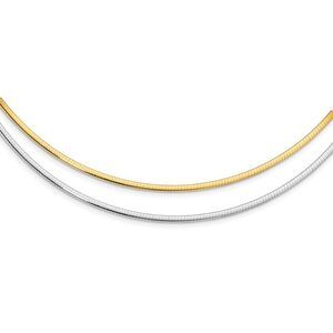 2mm 14k Two Tone Gold Reversible Adjustable Omega Necklace 16-20 Inch
